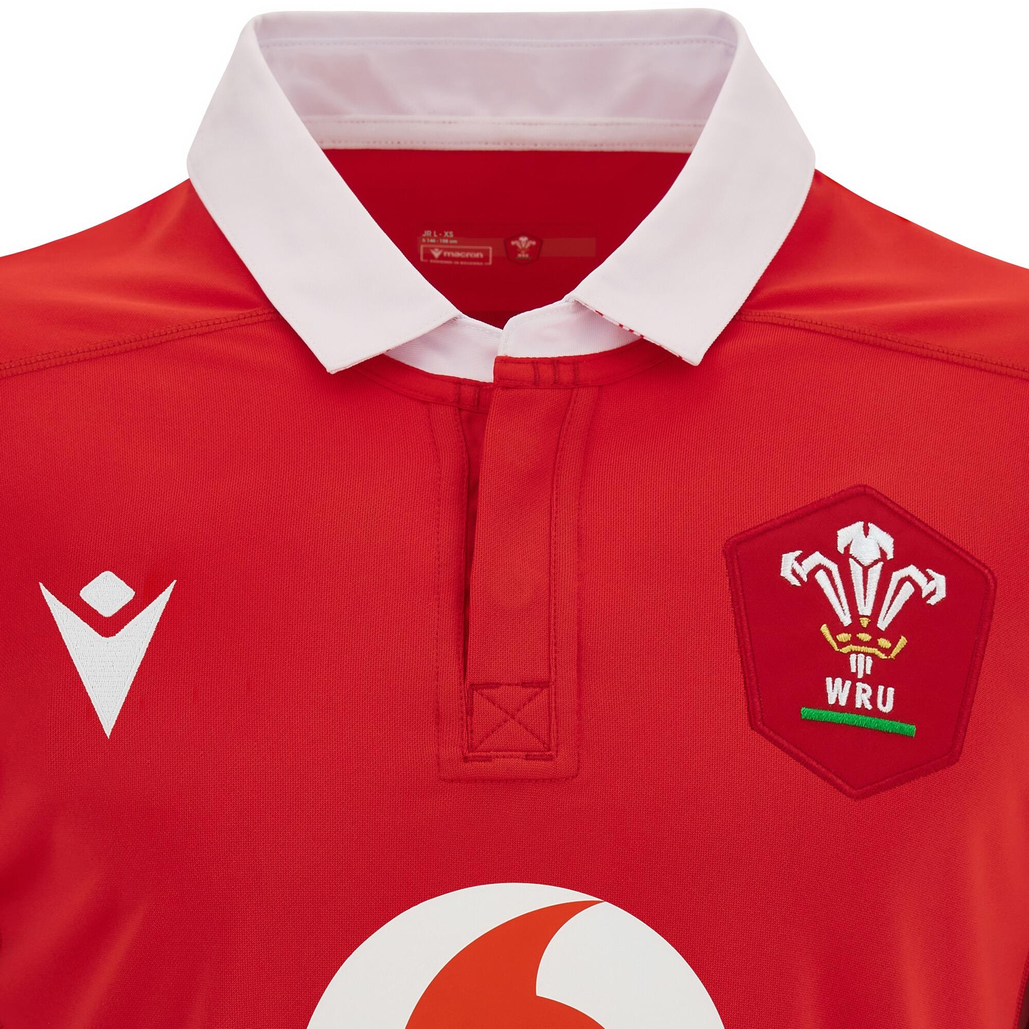 Macron Wales WRU Kids Home Rugby Shirt 3/6