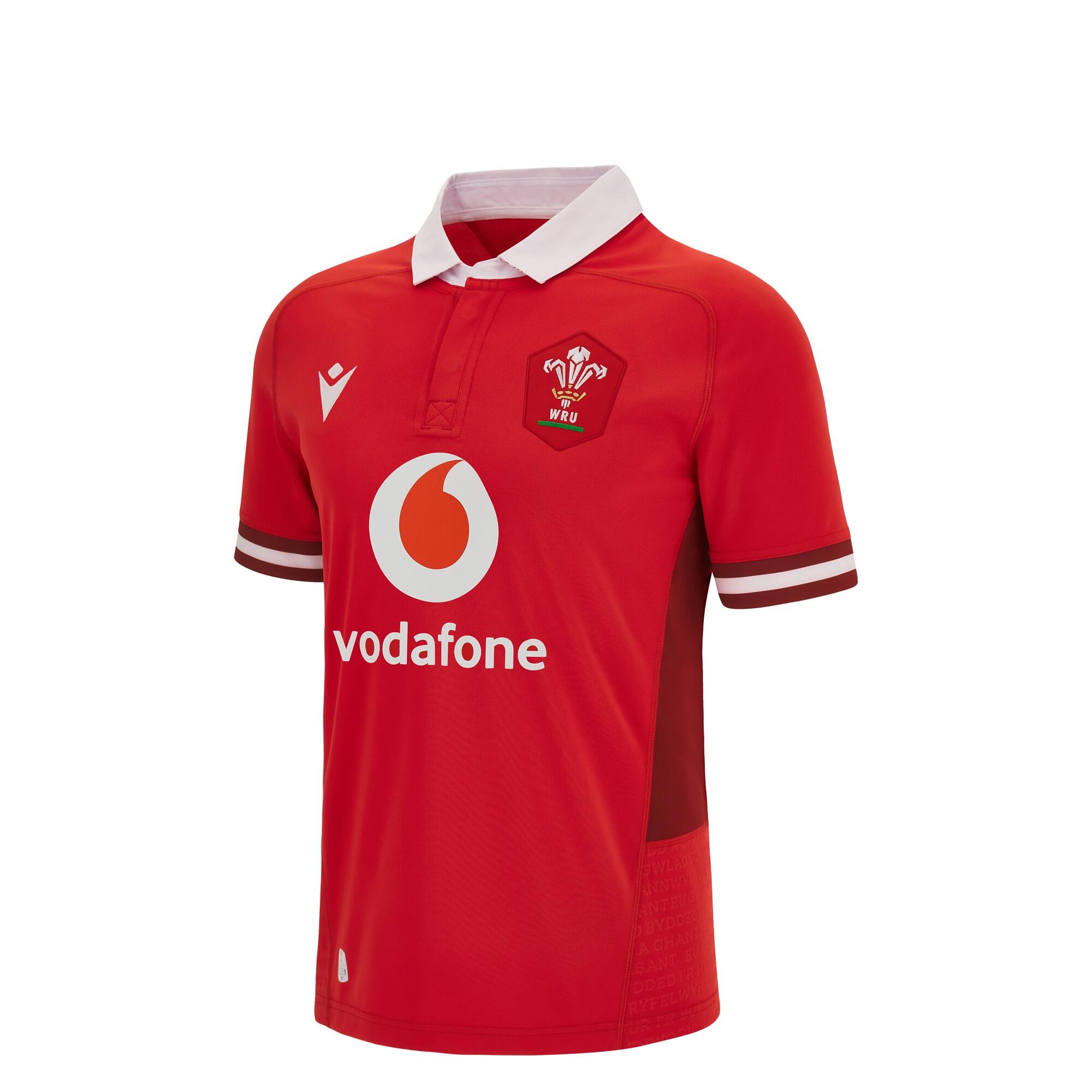 MACRON Wales WRU Kids Home Rugby Shirt