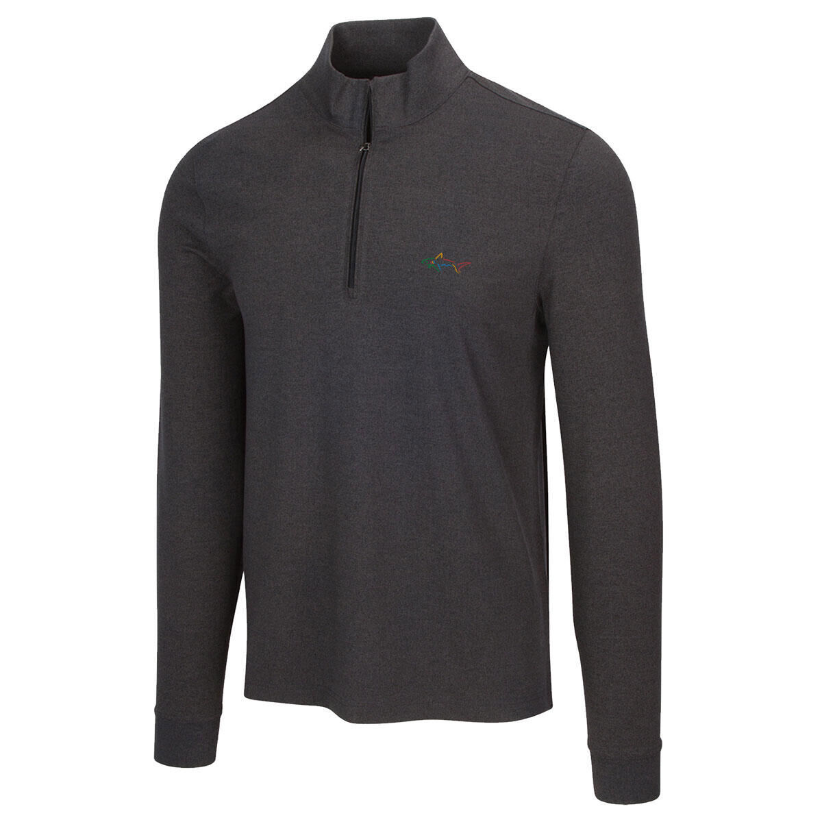 GREG NORMAN Greg Norman Men's Heathered Half Zip Mock Golf Midlayer