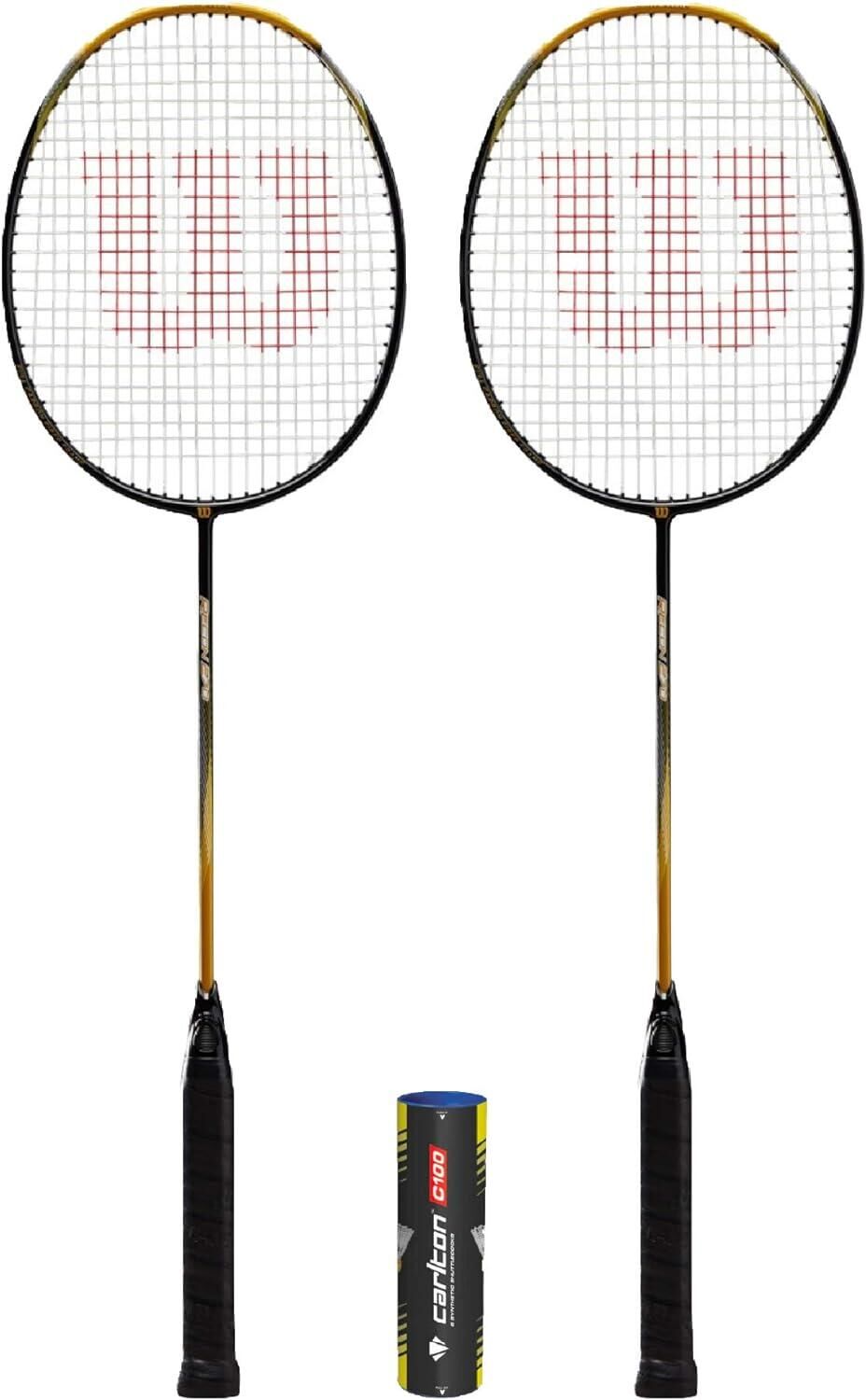 WILSON Wilson Recon 270 Graphite Badminton Racket Twin Set, Covers & 6 Shuttles