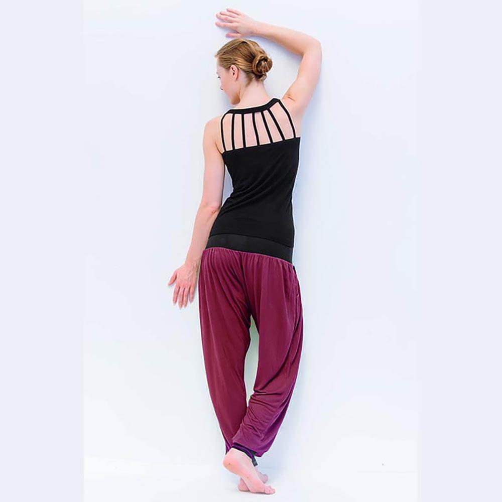 Pantalon de yoga femme large taille haute Prune ACHAMANA Decathlon