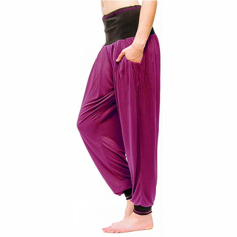 Yogabroek met hoge taille voor dames - pruim