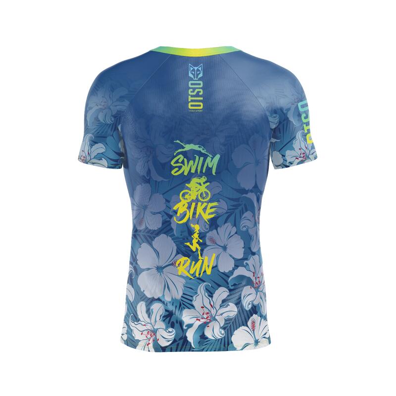 T-Shirt de manga curta Homem - Swim Bike Run Flower