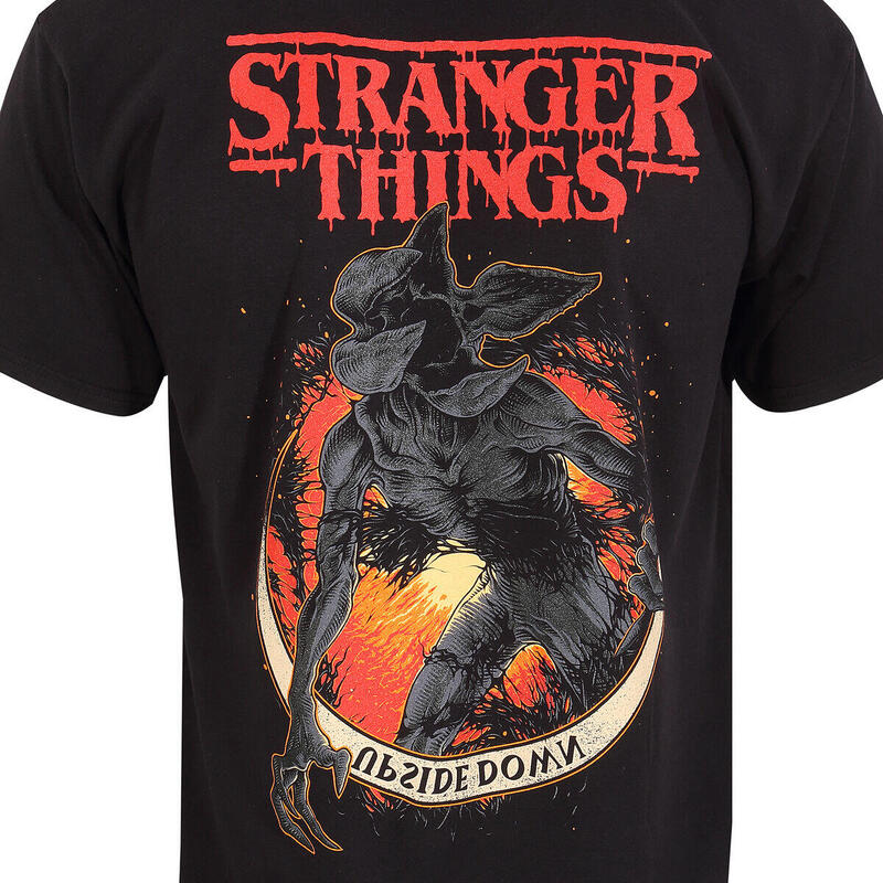 Camiseta de Manga Corta Stranger Things Demogorgon Upside Down Negro