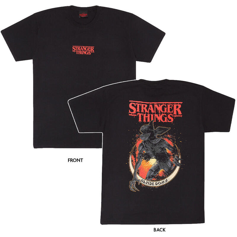 Camiseta de Manga Corta Stranger Things Demogorgon Upside Down Negro