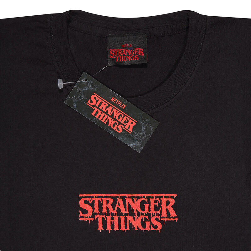 Camiseta de Manga Corta Stranger Things Demogorgon Upside Down Negro