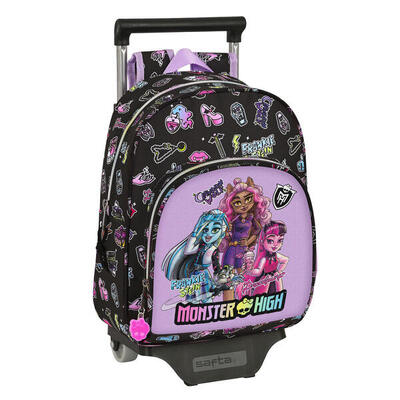 Schoolrugzak met wielen monster high creep zwart