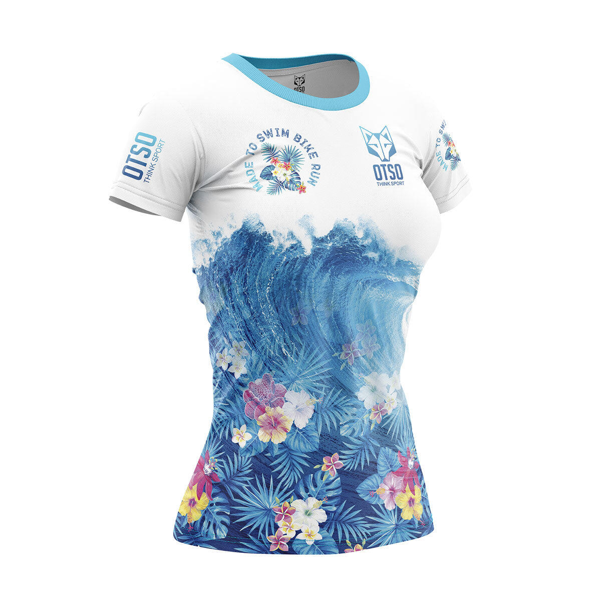 T-shirt manches courtes femme - Swim Bike Run Wave 1/3