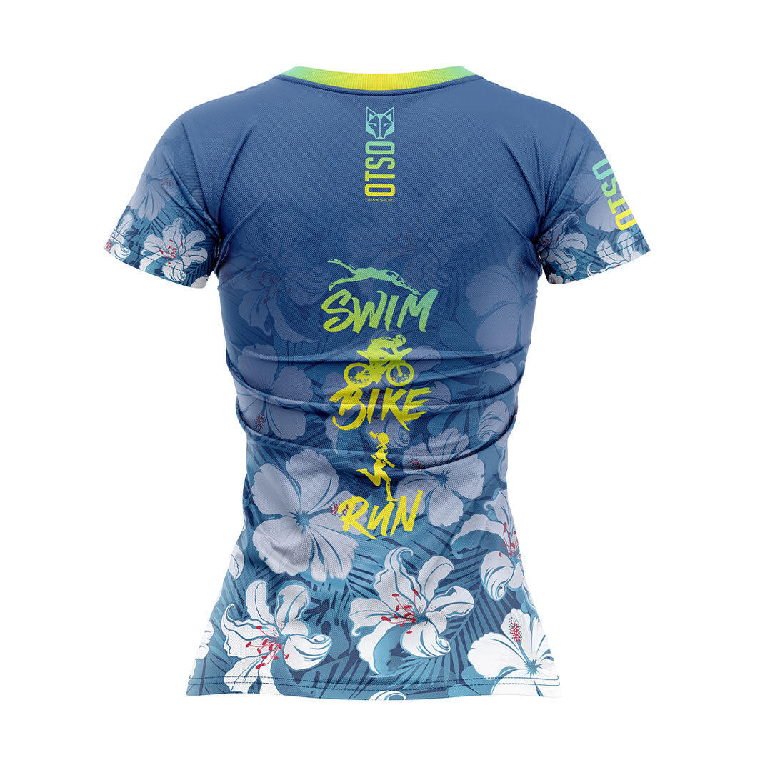 T-shirt manches courtes femme - Swim Bike Run Flower 2/3