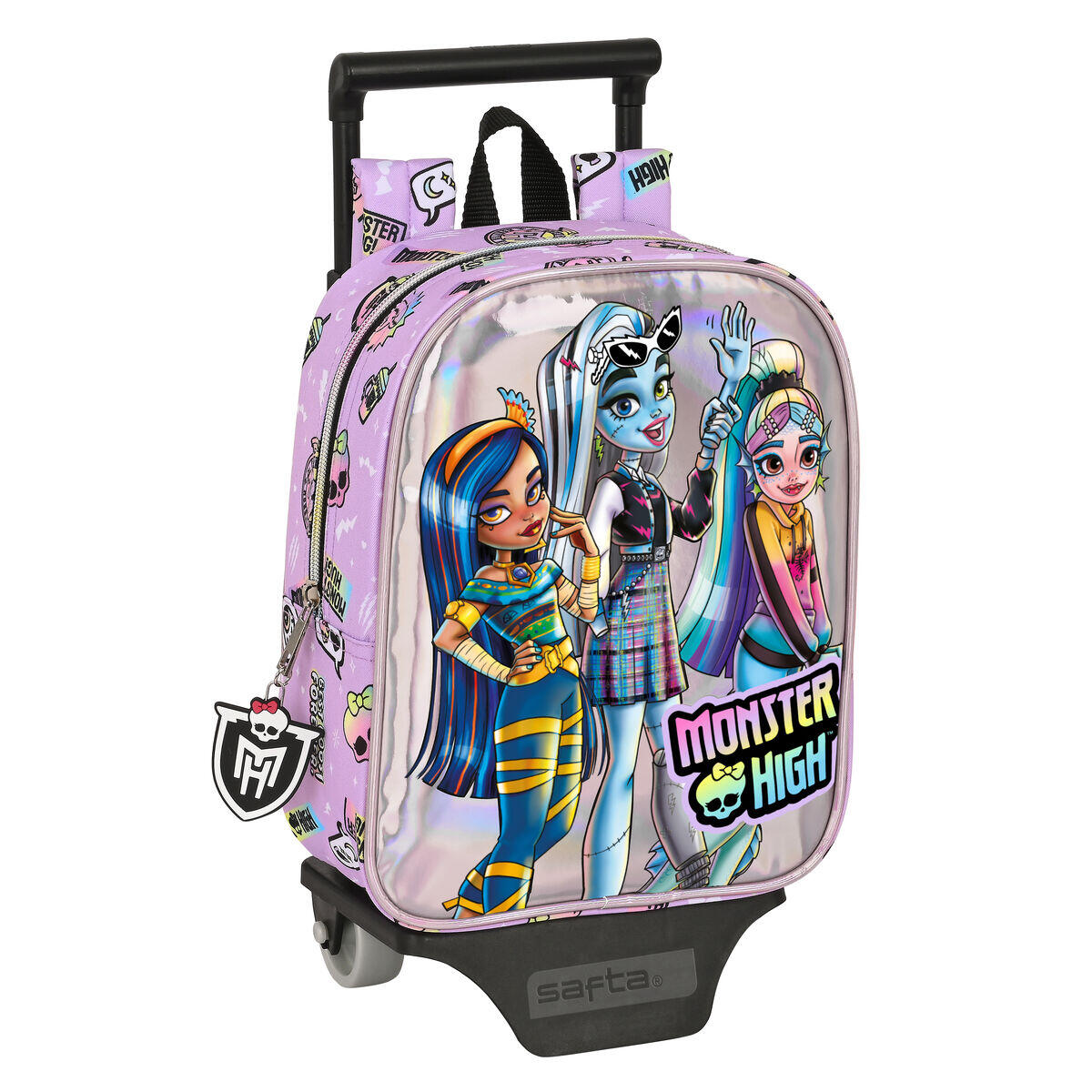 Mochila escolar com rodas monster high best boos poliéster 300d