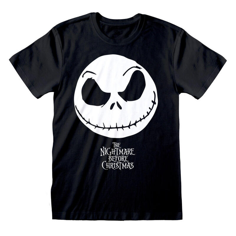 Camiseta de Manga Corta The Nightmare Before Christmas Jack Face Negro