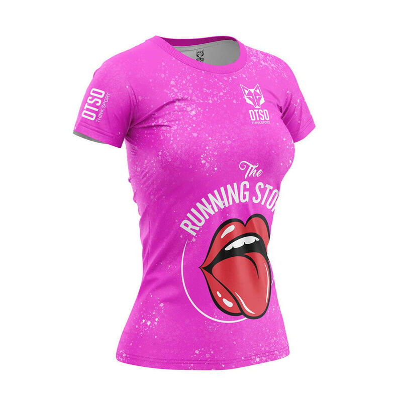 T-Shirt de manga curta Mulher OTSO - Running Stones Pink