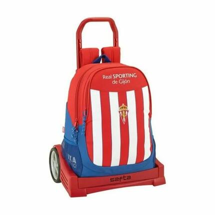 Schulrucksack mit Rädern Real Sporting de Gijón Weiß
