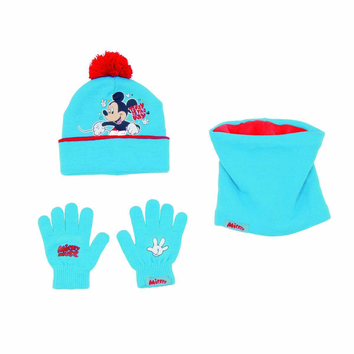Disney - Bonnet, Gants Et Echarpe Mickey Mouse Happy Smiles - Bonnet - Bleu - Enfant - Decathlon