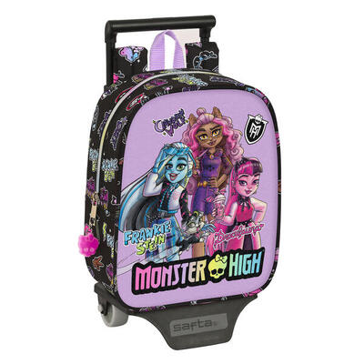 Schoolrugzak met wielen monster high creep zwart