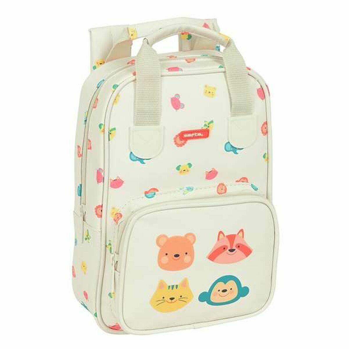 Mochila infantil safta cabecitas creme