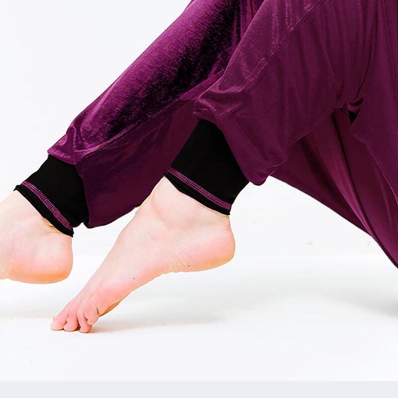 Pantalon de yoga femme large taille haute - Prune