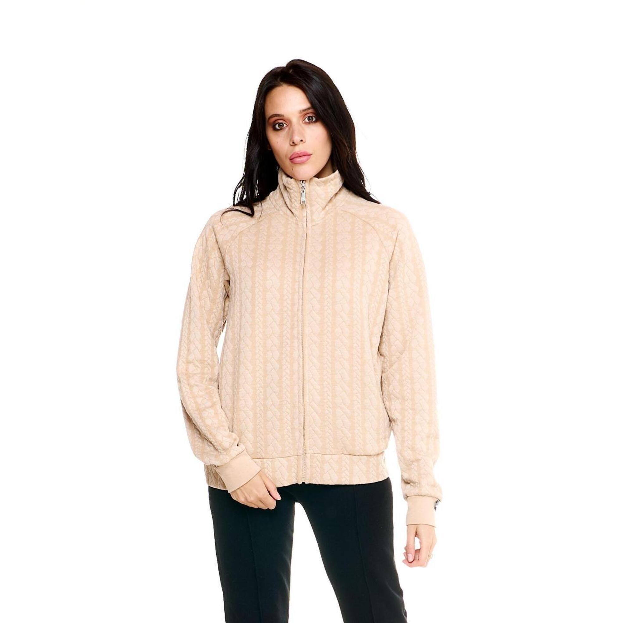 Leone 1947 Apparel - Sweat Col Roulé Femmeavec Zip Intégral Contrecollé Leone Greyss - Sweat-shirt - Beige - Decathlon
