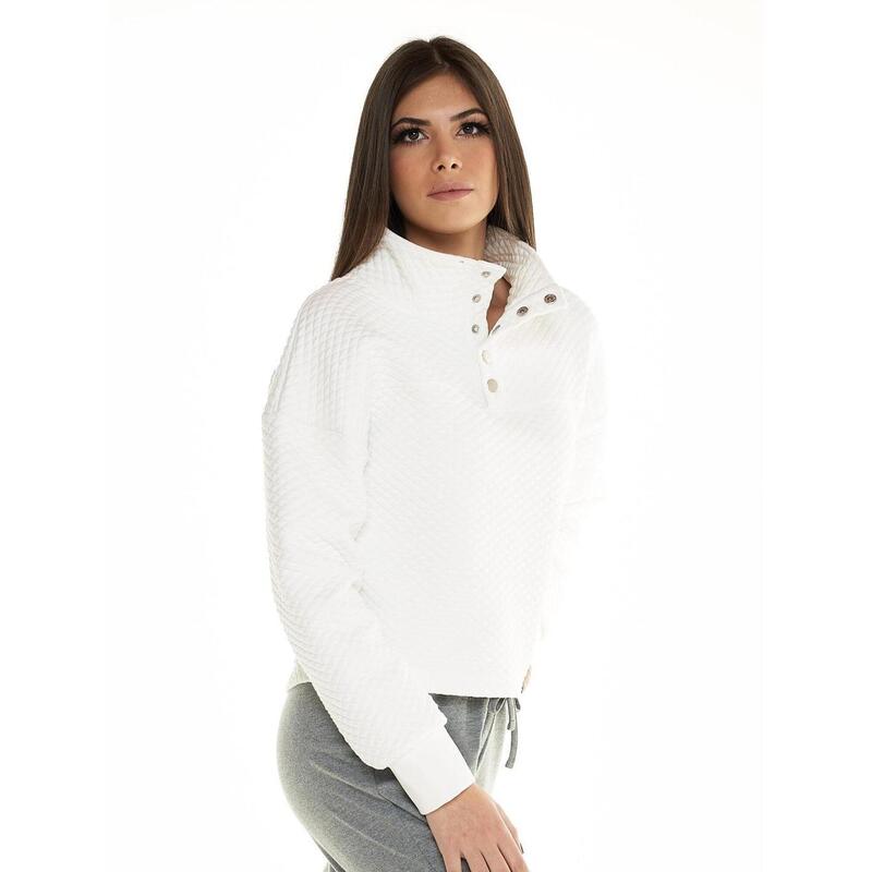 Cropped sweatshirt met hoge hals en knopen voor dames Leisure