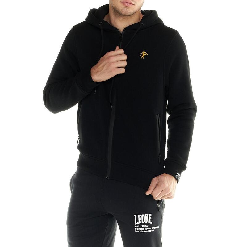 Sweat-shirt à capuche et zip intégral pour homme Leone Soft Basic