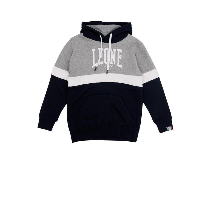 Sweat à capuche enfant gros logo Leone Grey Boy