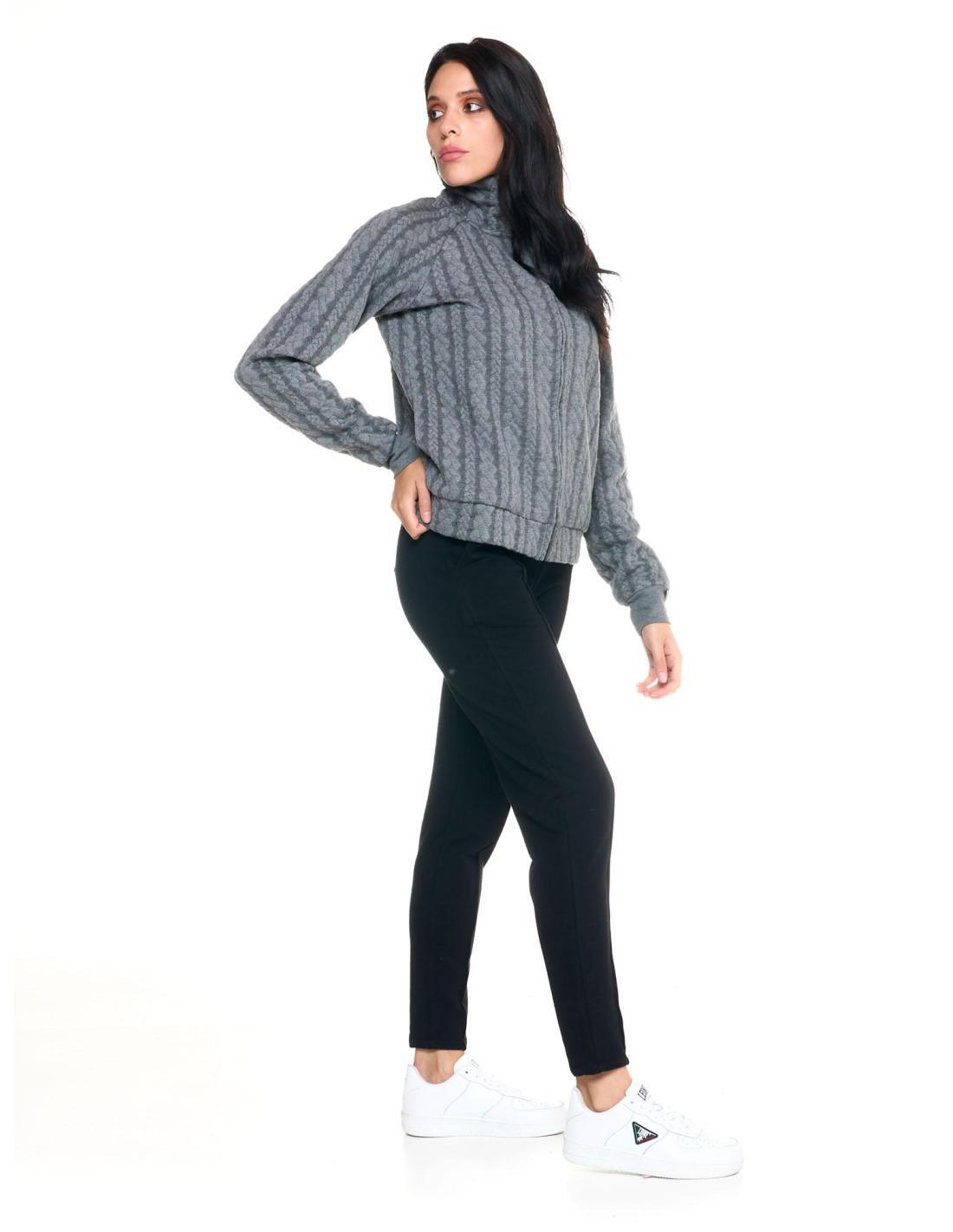 Sweat col roulé femmeavec zip intégral contrecollé Leone Greyss 3/6