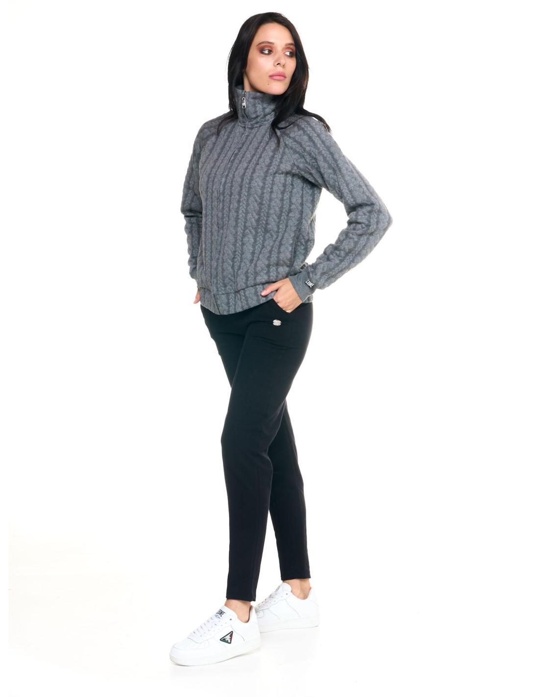 Sweat col roulé femmeavec zip intégral contrecollé Leone Greyss 2/6