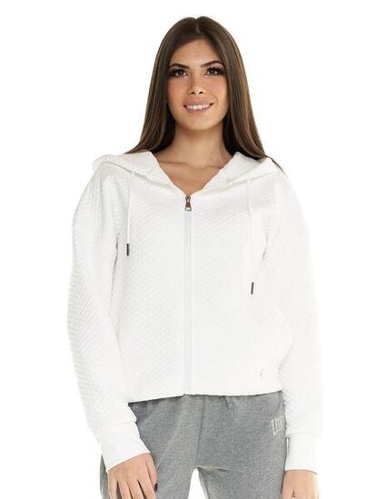 Felpa con cappuccio trapuntata corta Leone donna con zip intera Leisure