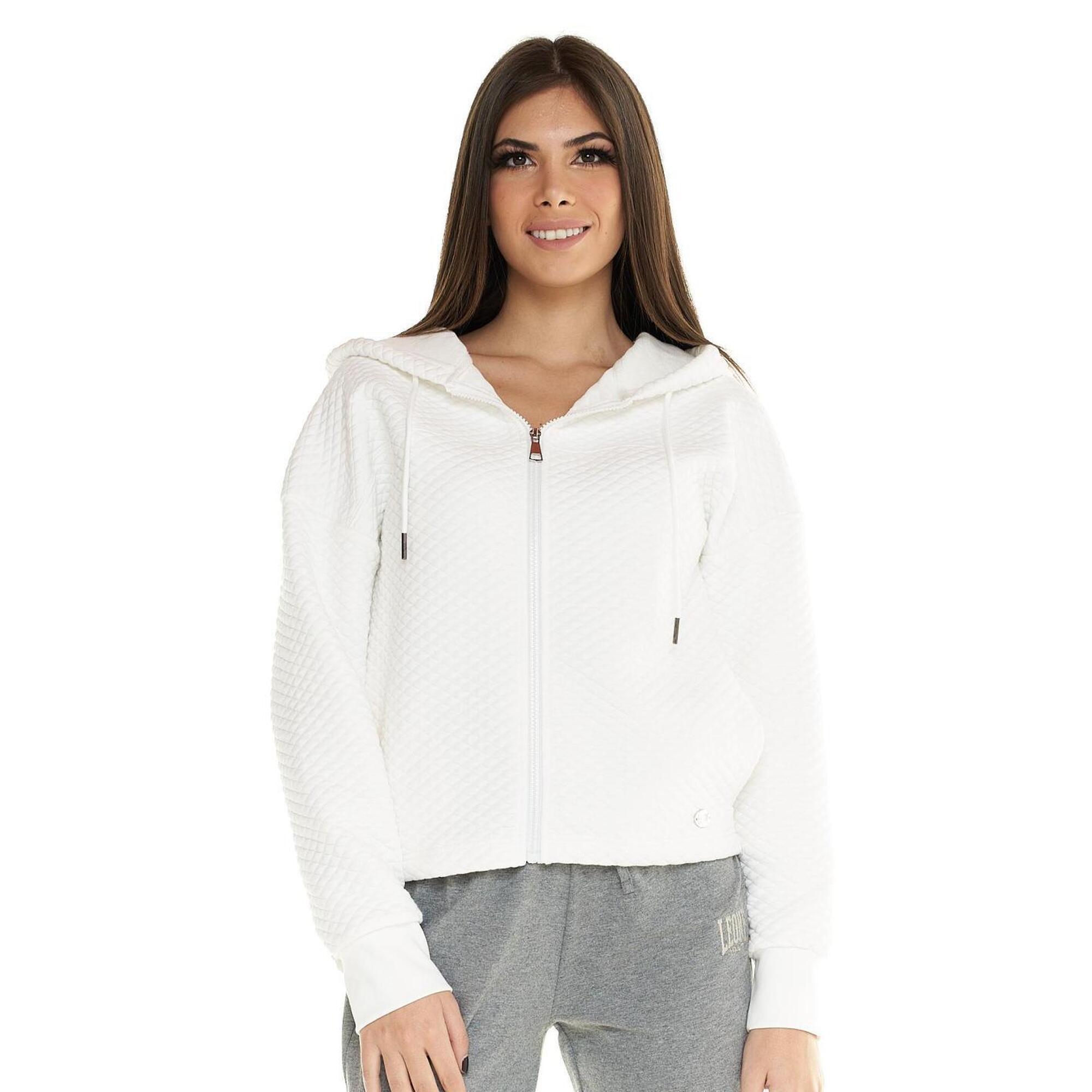 Leone 1947 Apparel - Sweat À Capuche Court Matelassé Et Zippé Femme Leone Leisure - Sweat-shirt - Blanc - S - Decathlon