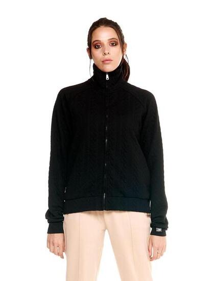 Felpa collo alto Leone donna con zip intera bonded Greyss