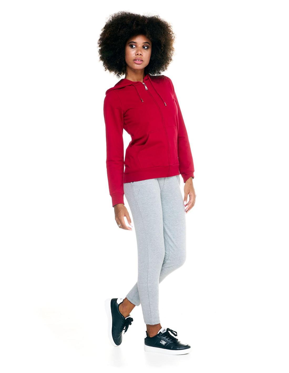 Sudadera de mujer con capucha y cremallera Leone Basic 3/6