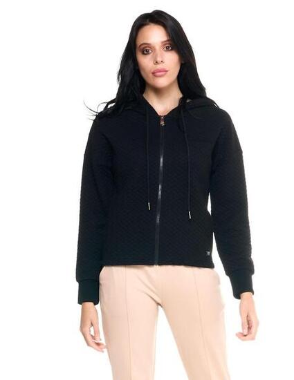 Felpa con cappuccio trapuntata corta Leone donna con zip intera Leisure