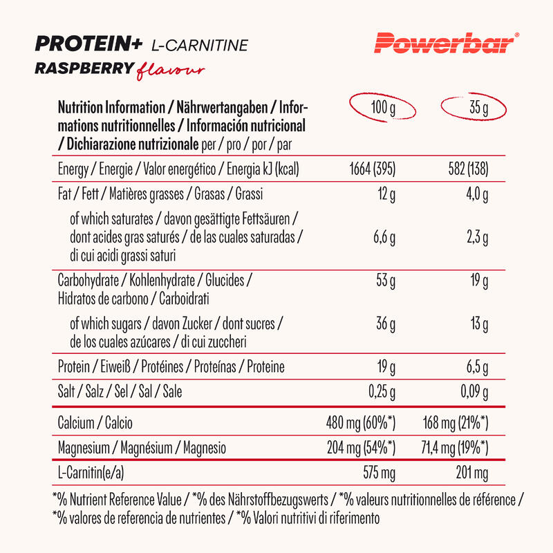 Powerbar Protein Plus + L-Carnitine Raspberry-Yoghurt 30x35g - Protein Riegel