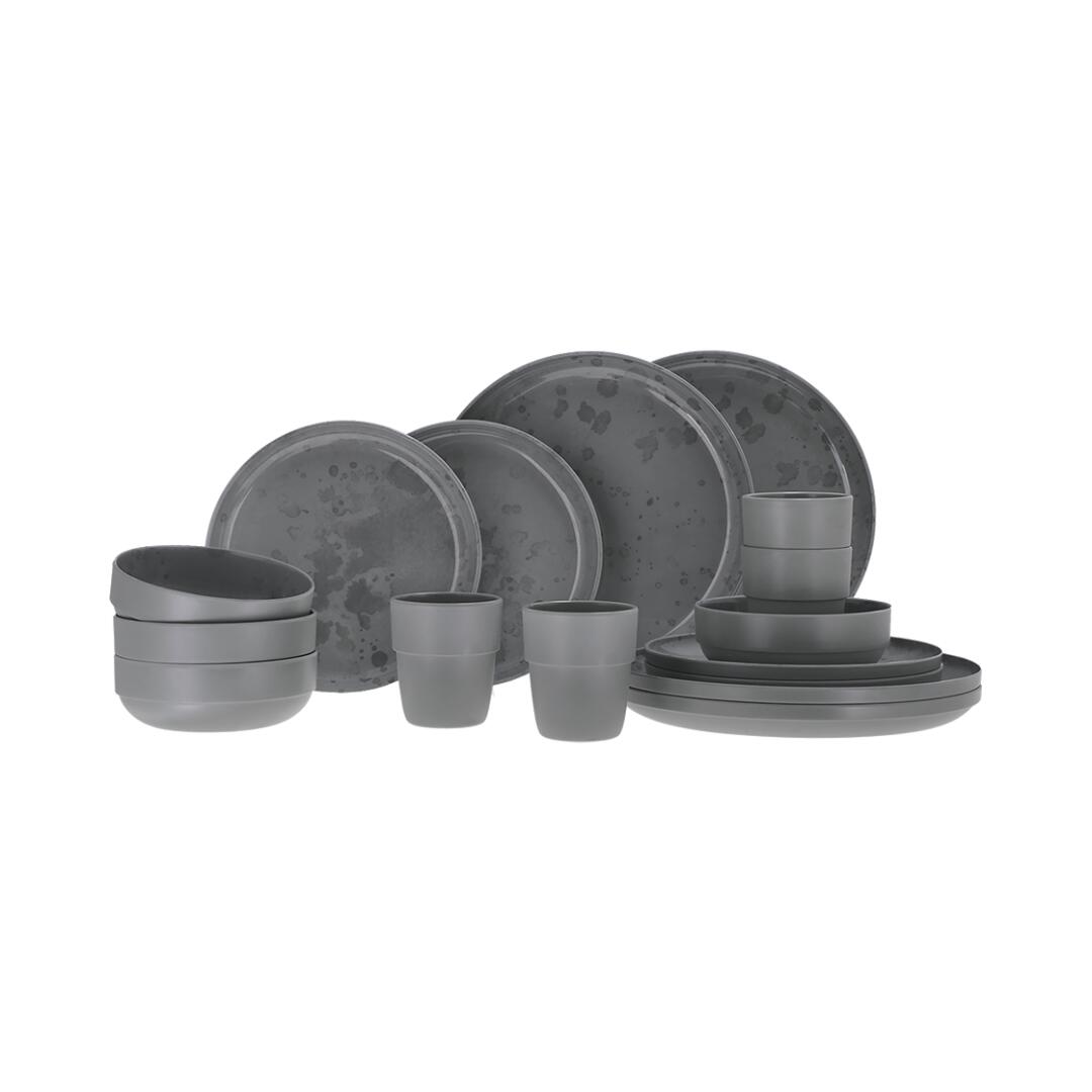 Travellife - Travellife Palma Vaisselle Set Dark Grey 16 Pièces - Couvert - Gris - Taille Unique - Decathlon