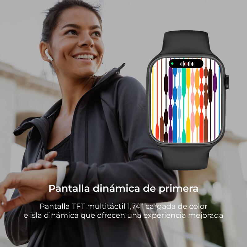 Smartwatch Ksix Urban 4 mini, Para muñecas pequeñas, Pant. TFT 1,74”, Aut.  3 días, Modos deporte y salud, Llamadas, IP68, Blanco