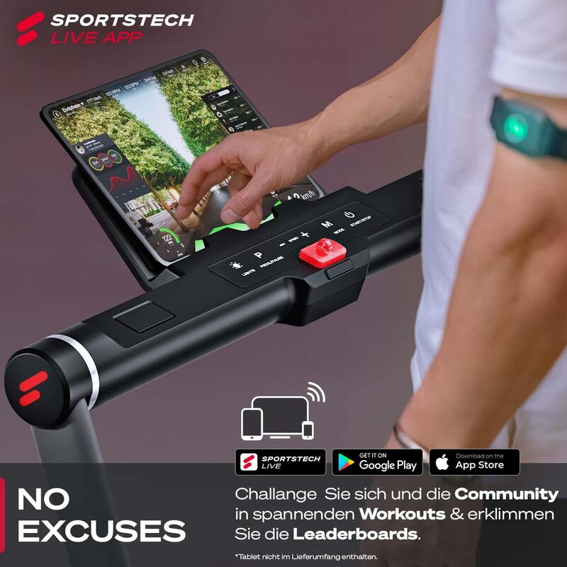 Sportstech sWalk Plus - 2in1 LED Laufband und Walking Pad bis 12 km/h - klappbar