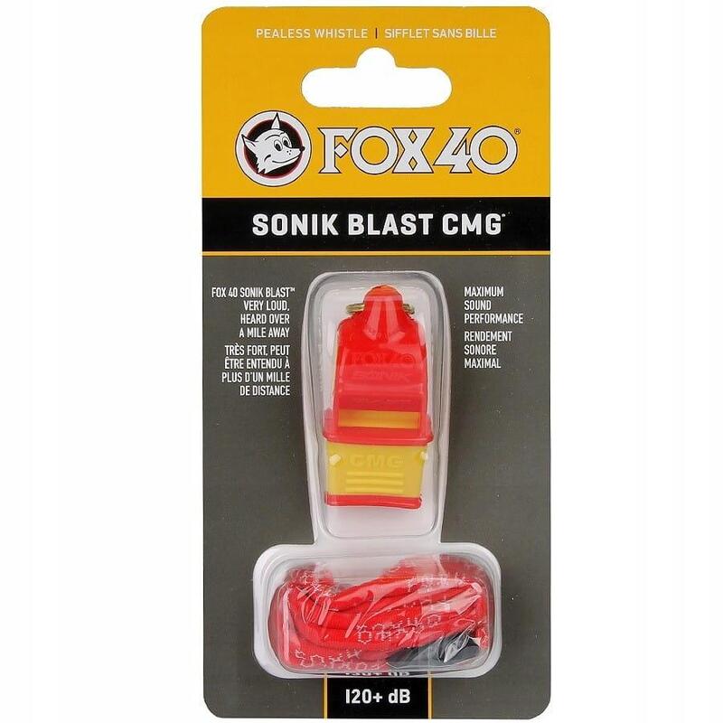 Fluier Fox 40 Sonik CMG cu snur, rosu/galben