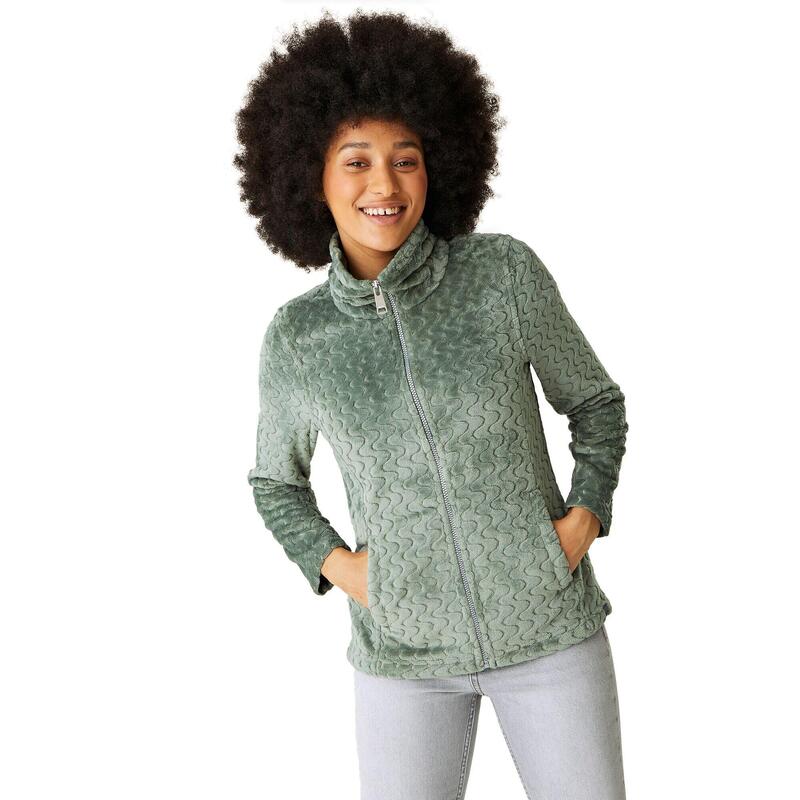 Dames Heloise Wavy Fleece Full Zip Fleecejack (Donkerste bosgroen)