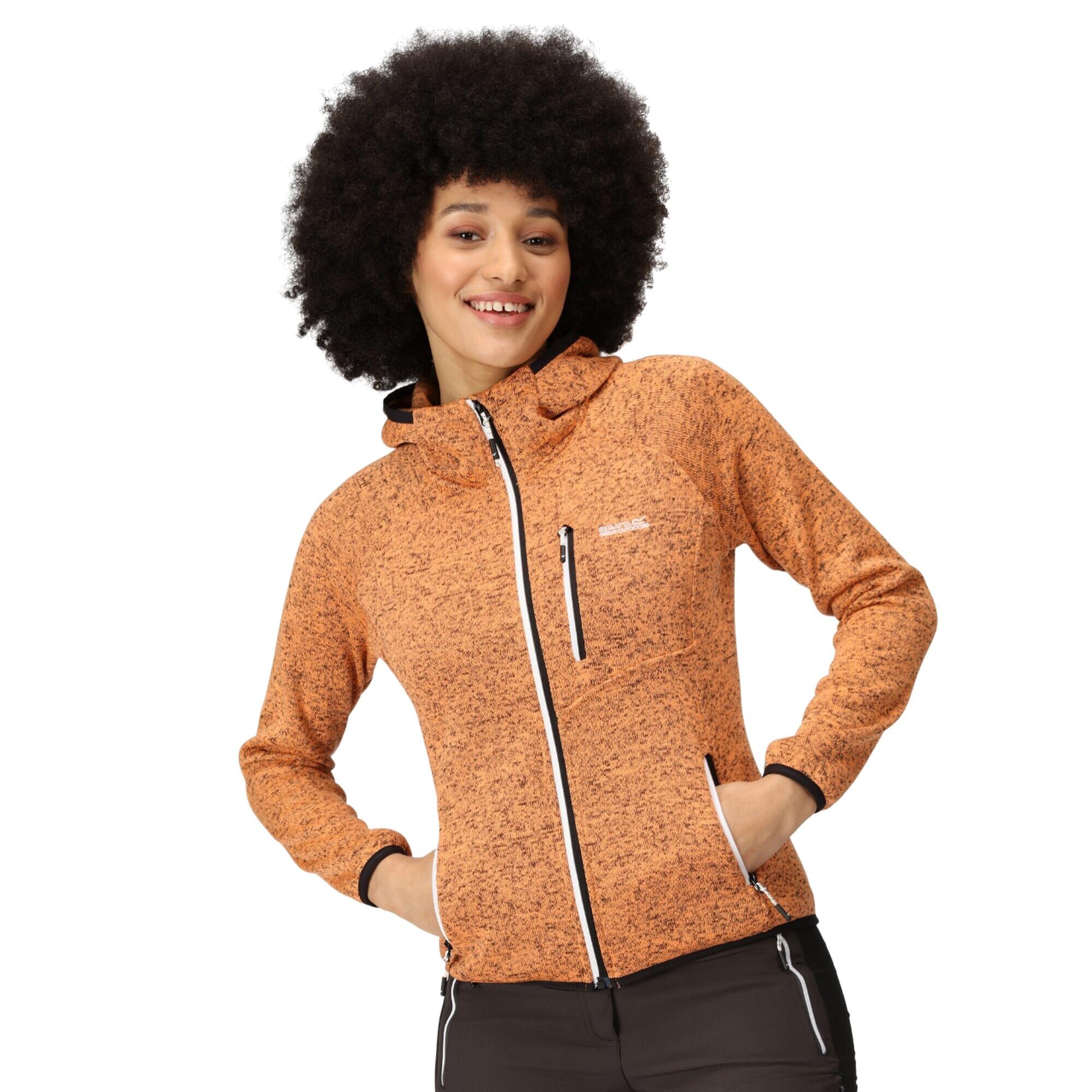 Womens/Ladies Newhill Marl Hooded Fleece Jacket (Apricot Crush) 3/5