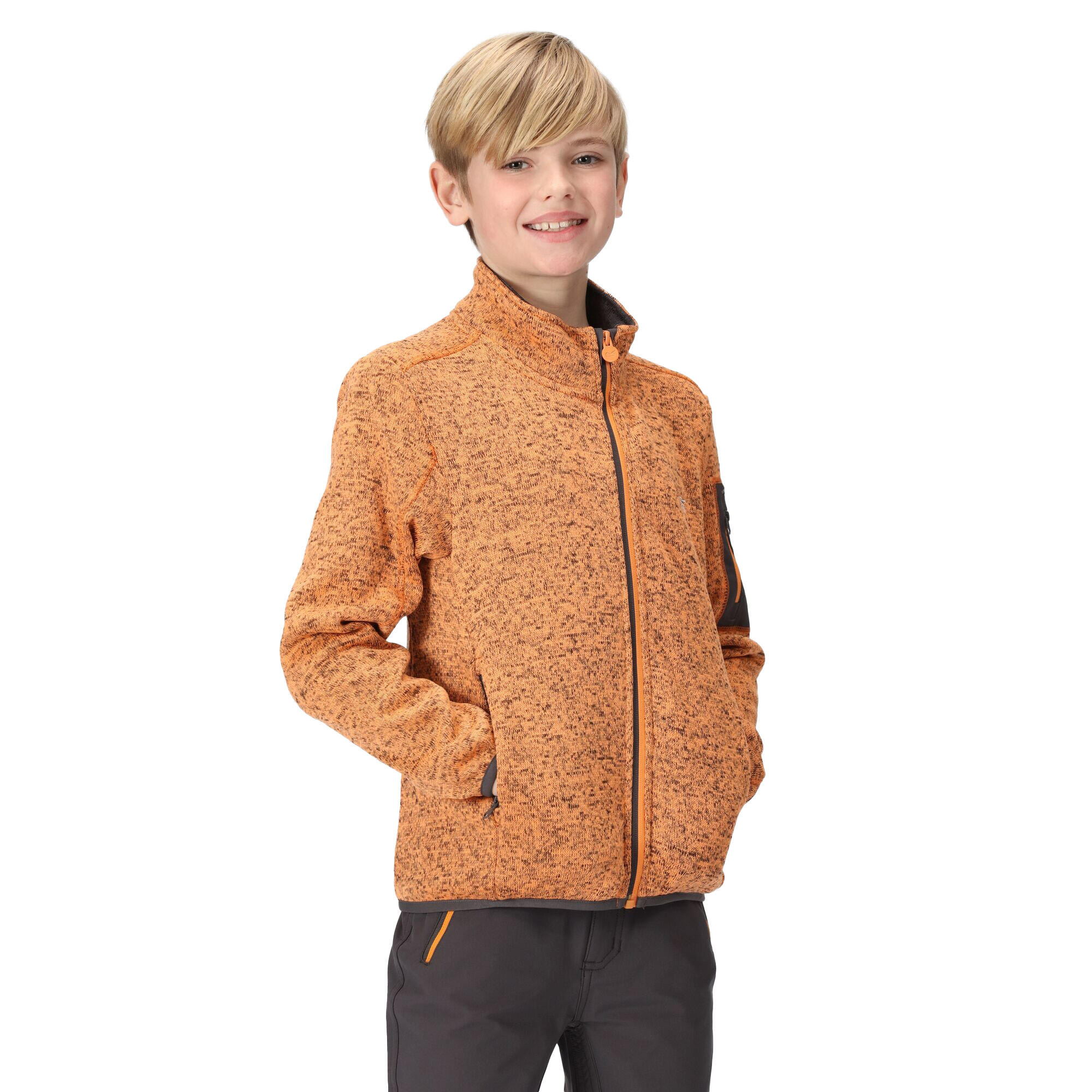 Childrens/Kids Newhill Fleece Jacket (Apricot Crush/Seal Grey) 4/5