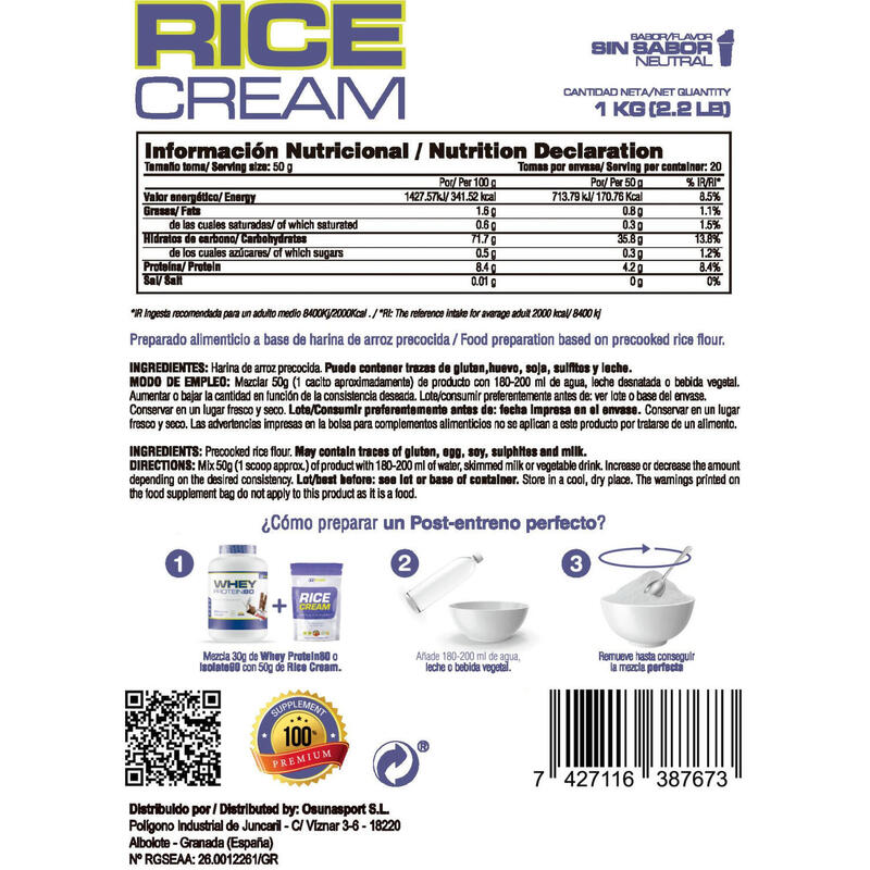 Crema de Arroz - Rice Cream - Sport Live Nutrition