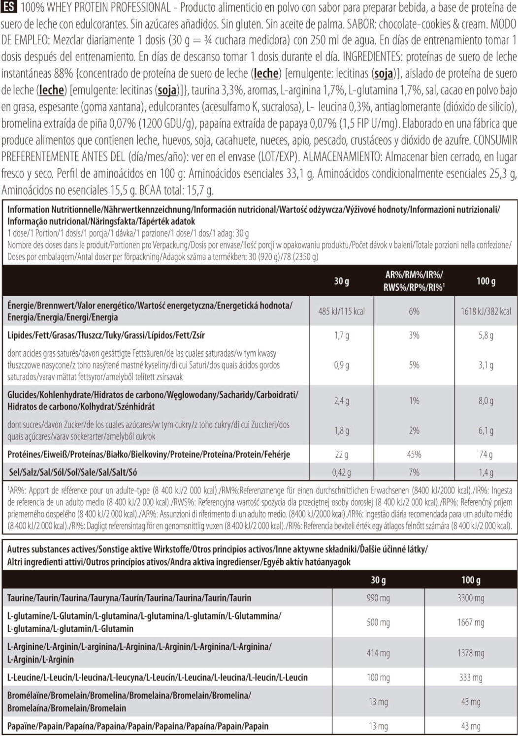 Proteine Whey - 100% Whey Professional (920gr) - Biscotto Al Cacao 5/7