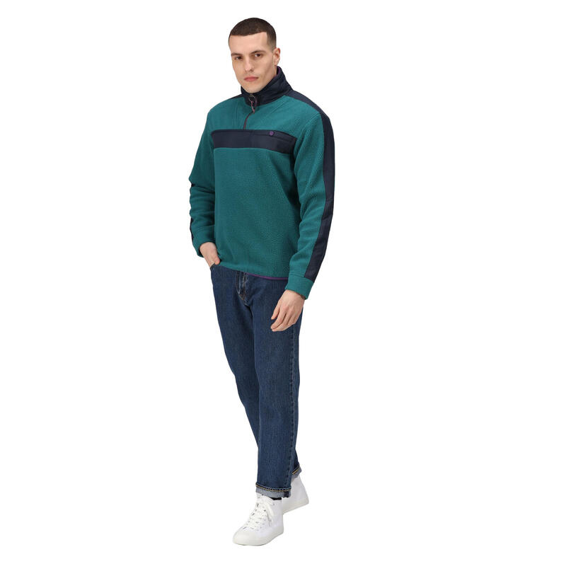 Heren Vintage Fleece Top (Vuren Groen/Navy)