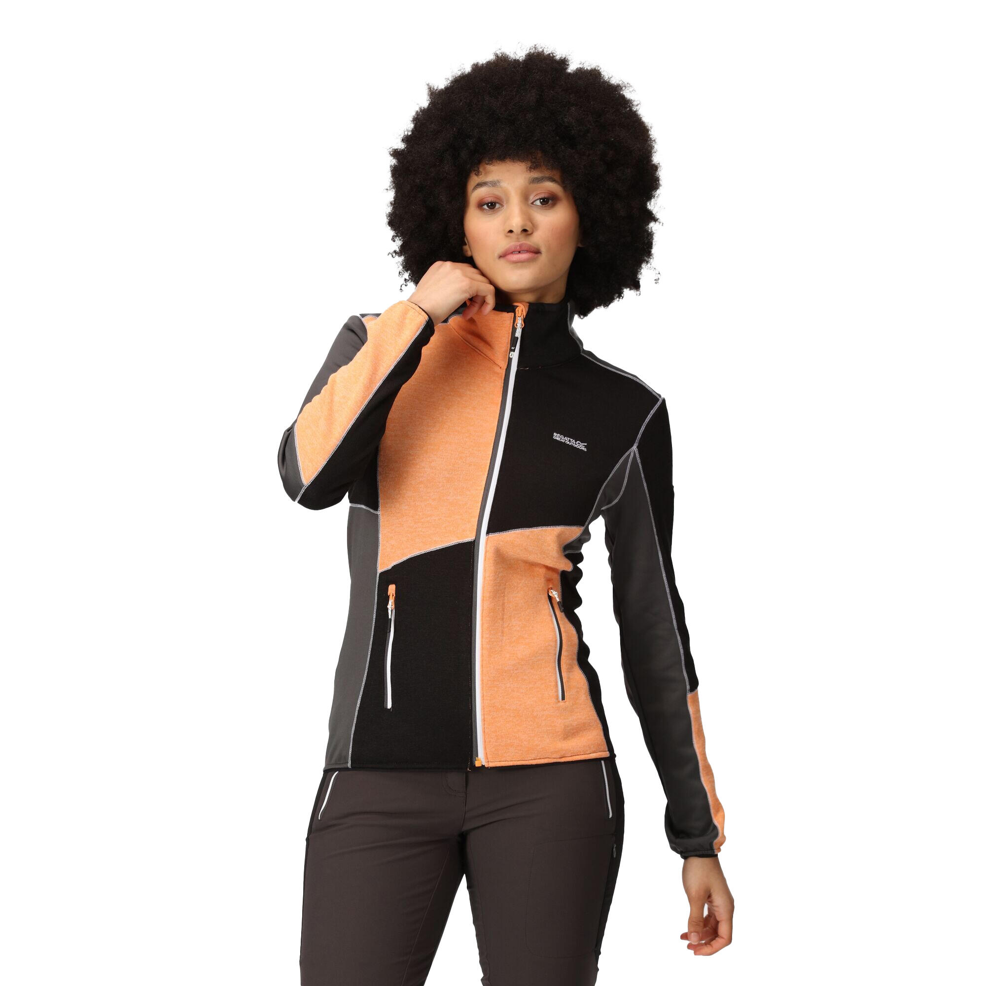 Women's LINDALLA fleece jacket (Light orange / Black)