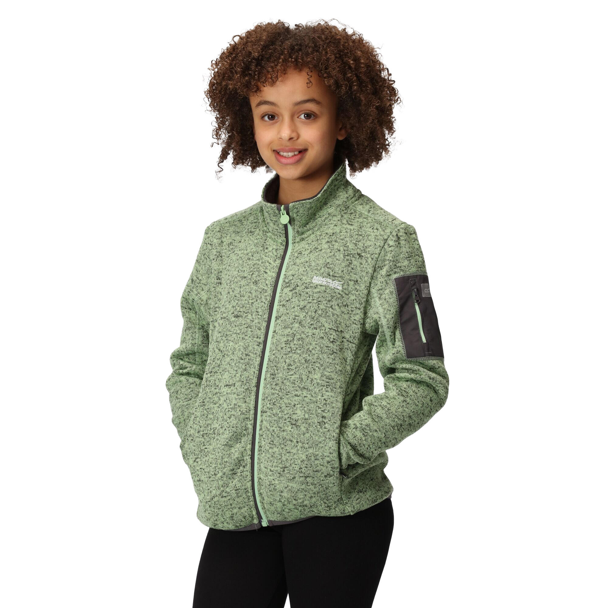Childrens/Kids Newhill Fleece Jacket (Quiet Green/Seal Grey) 3/5