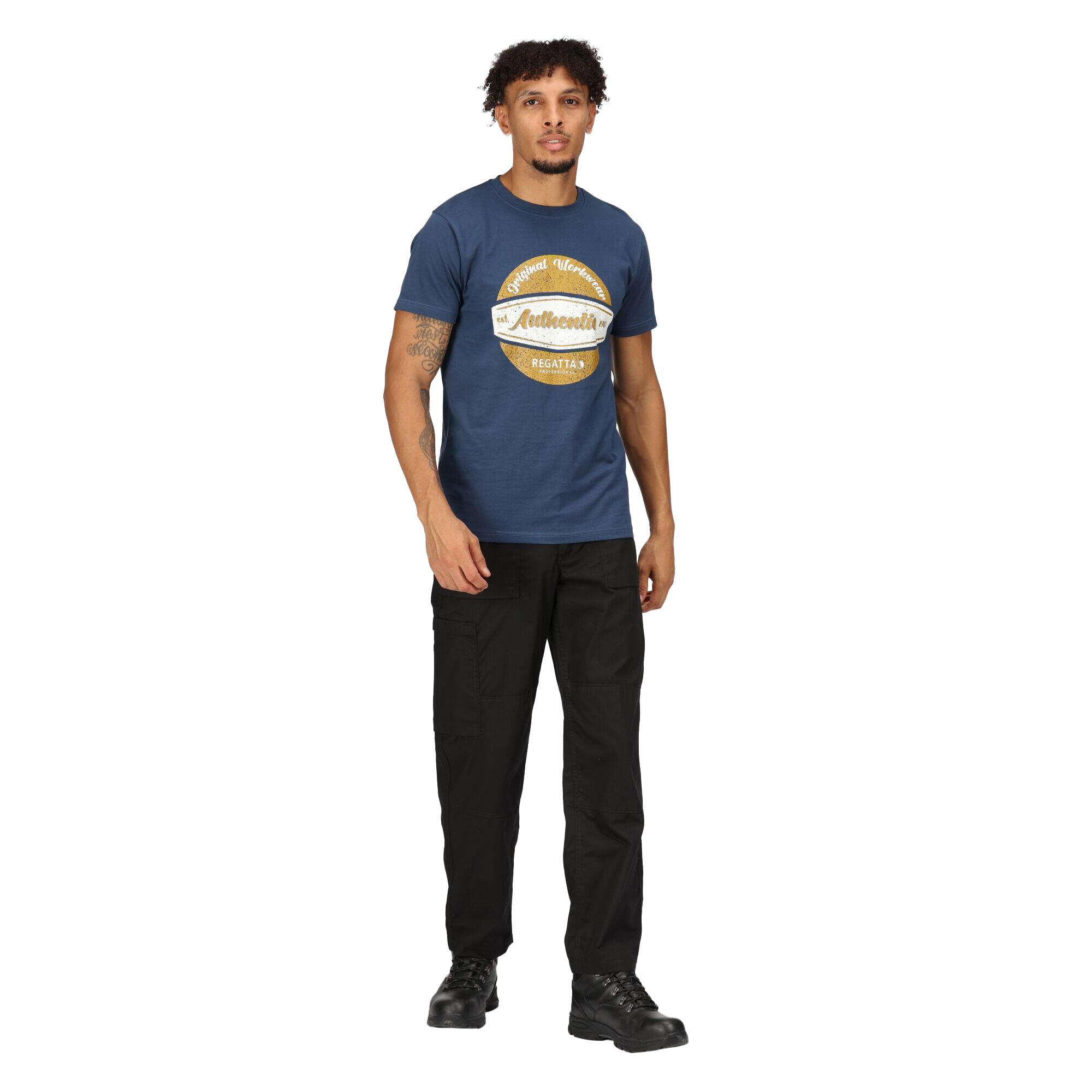 TShirt für Herren Dunkles Jeansblau 3/4