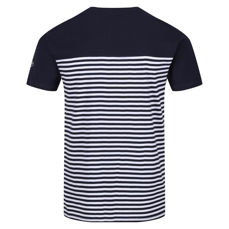 Heren Shorebay Gestreept Coolweave Tshirt (Marine / Wit)