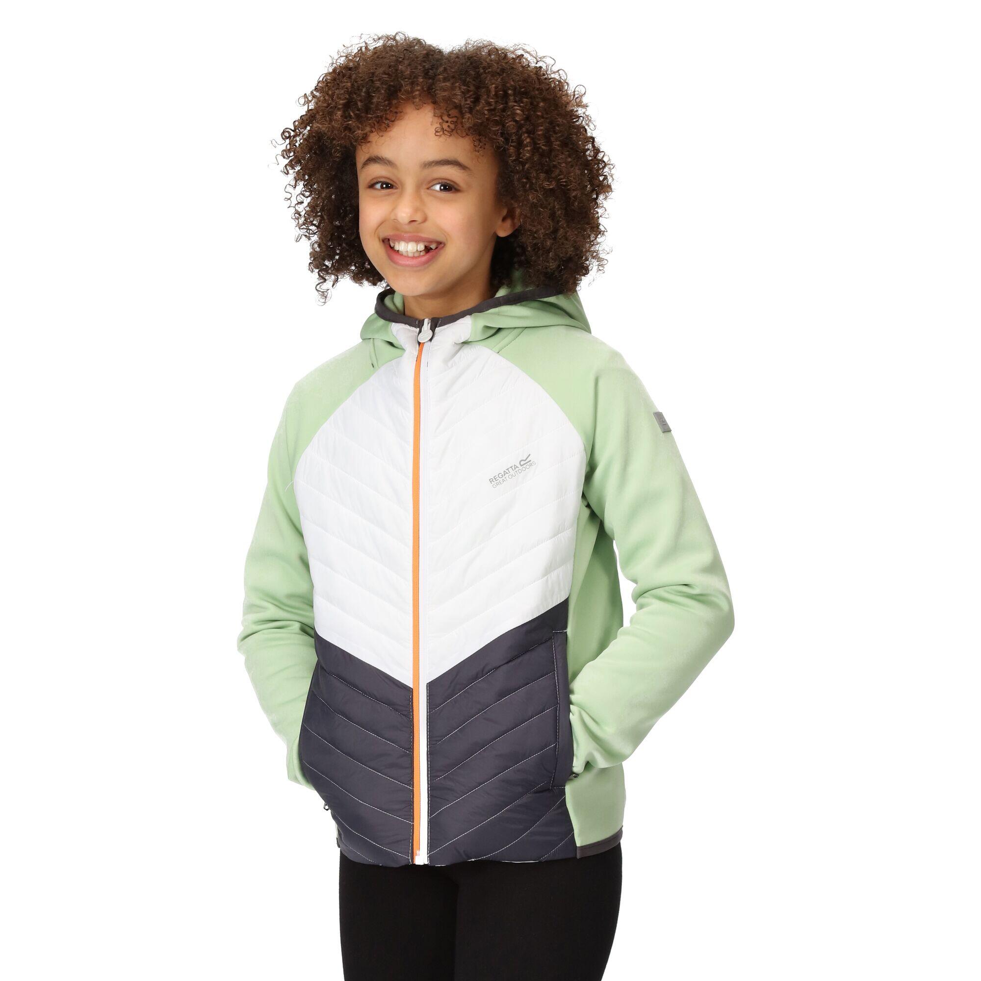 Childrens/Kids Kielder Hybrid VII Padded Jacket (Quiet Green/White) 3/5