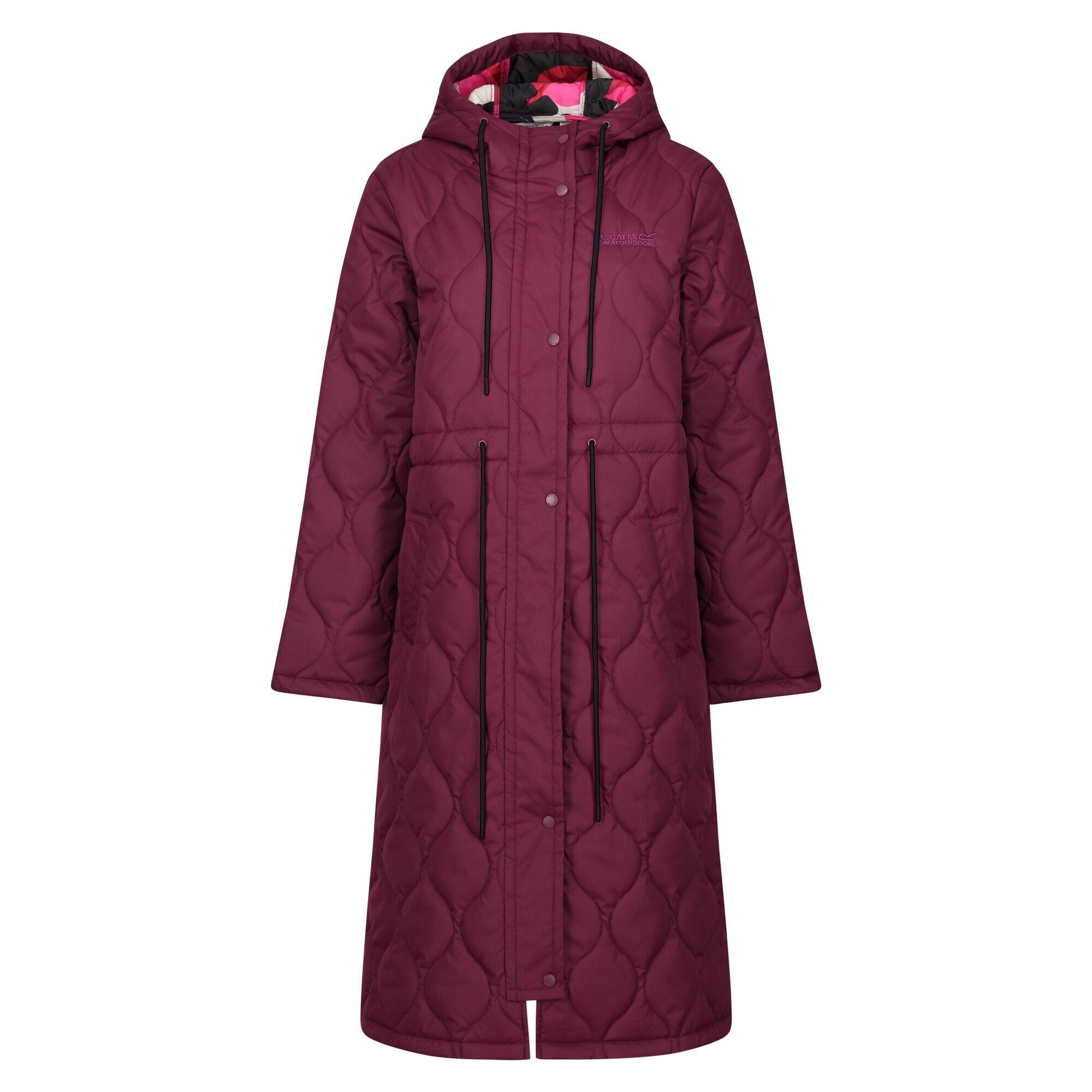 REGATTA Womens/Ladies Orla Quilted Longline Padded Jacket (Burgundy/Shadow Elm Pink)