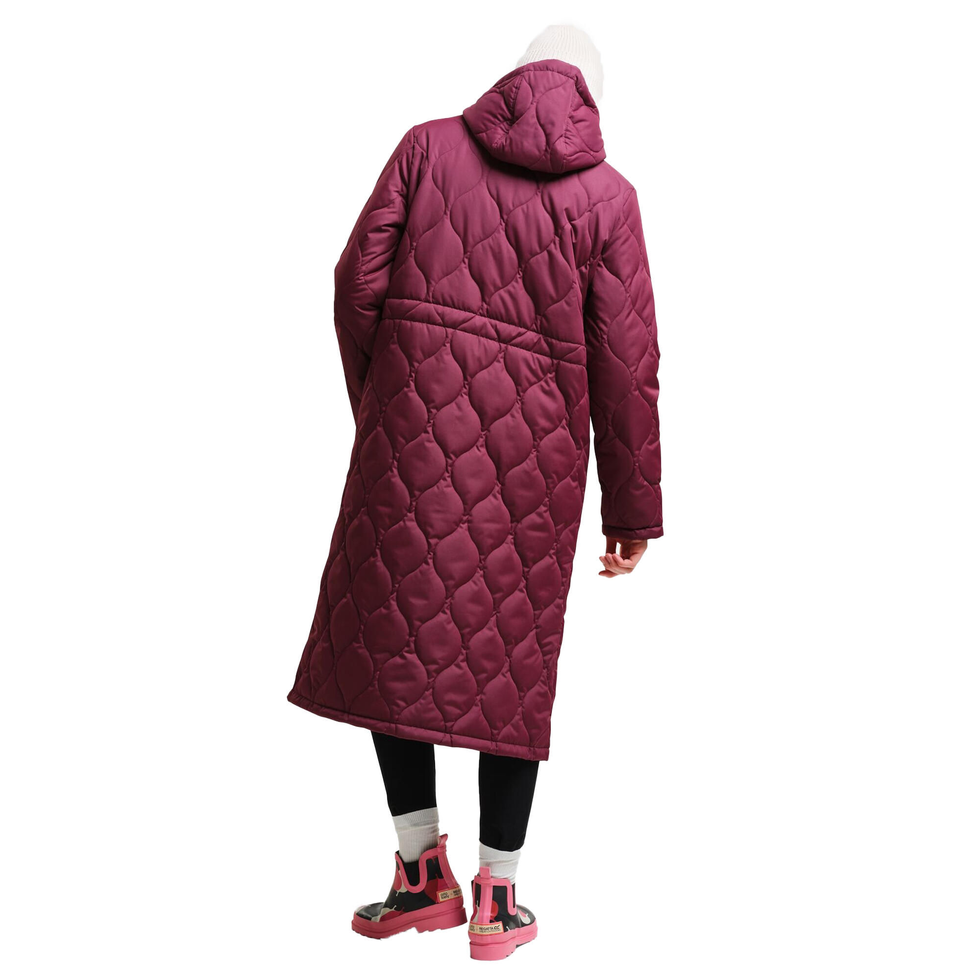 Womens/Ladies Orla Quilted Longline Padded Jacket (Burgundy/Shadow Elm Pink) 4/5
